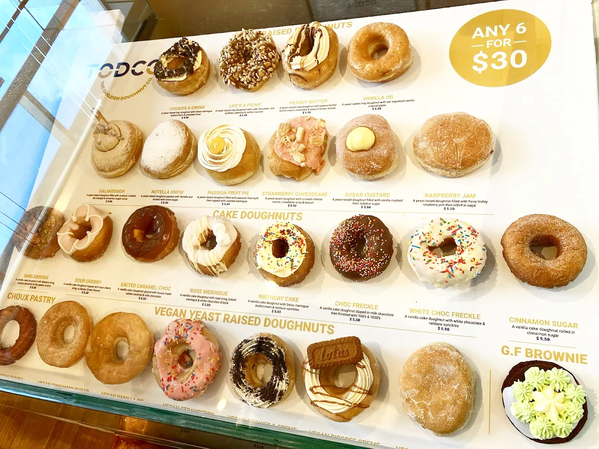 Menu, TODCO - The Oakleigh Doughnut Co (Richmond)