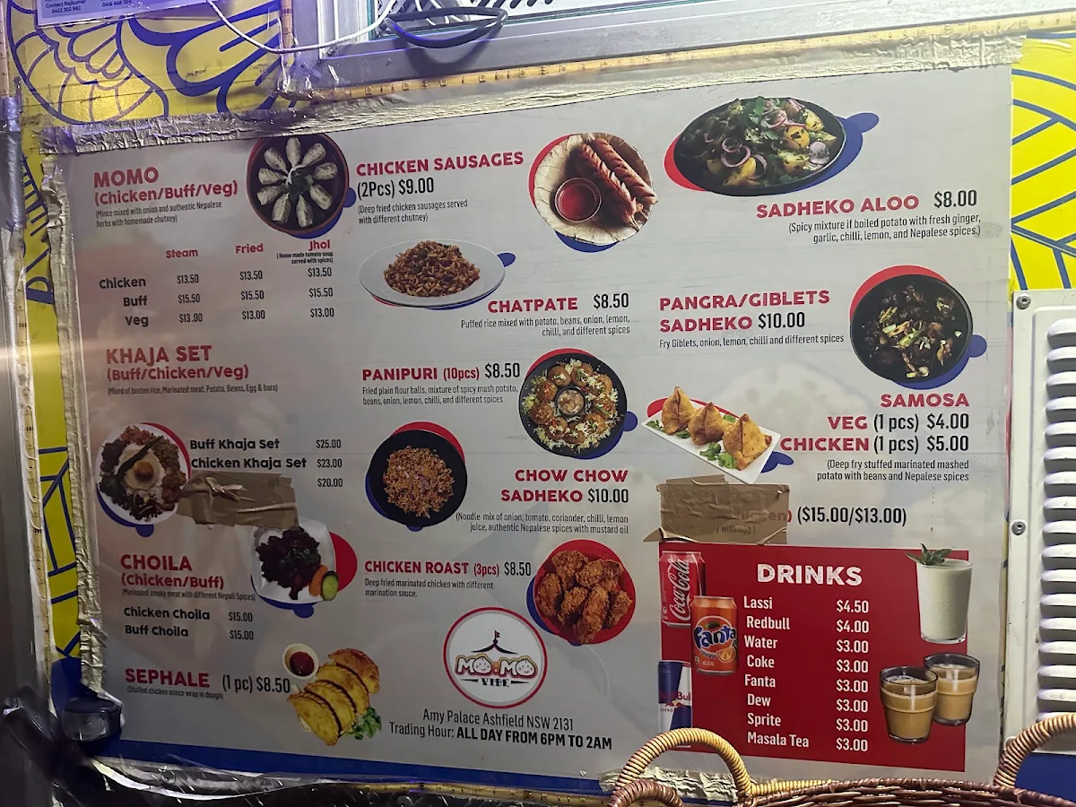 Menu, MoMo Vibe Ashfield (Food Truck)
