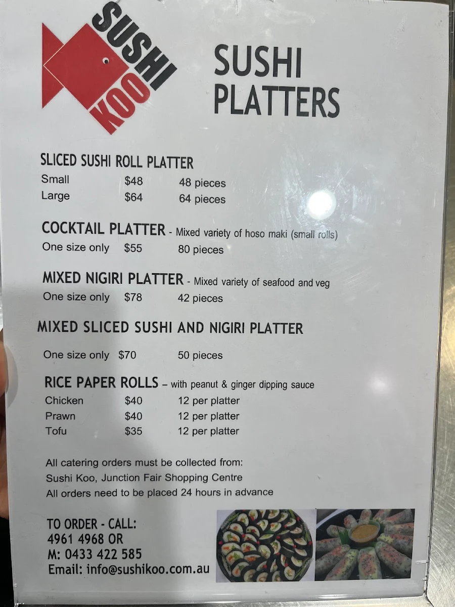 Menu, Sushi Koo - The Junction