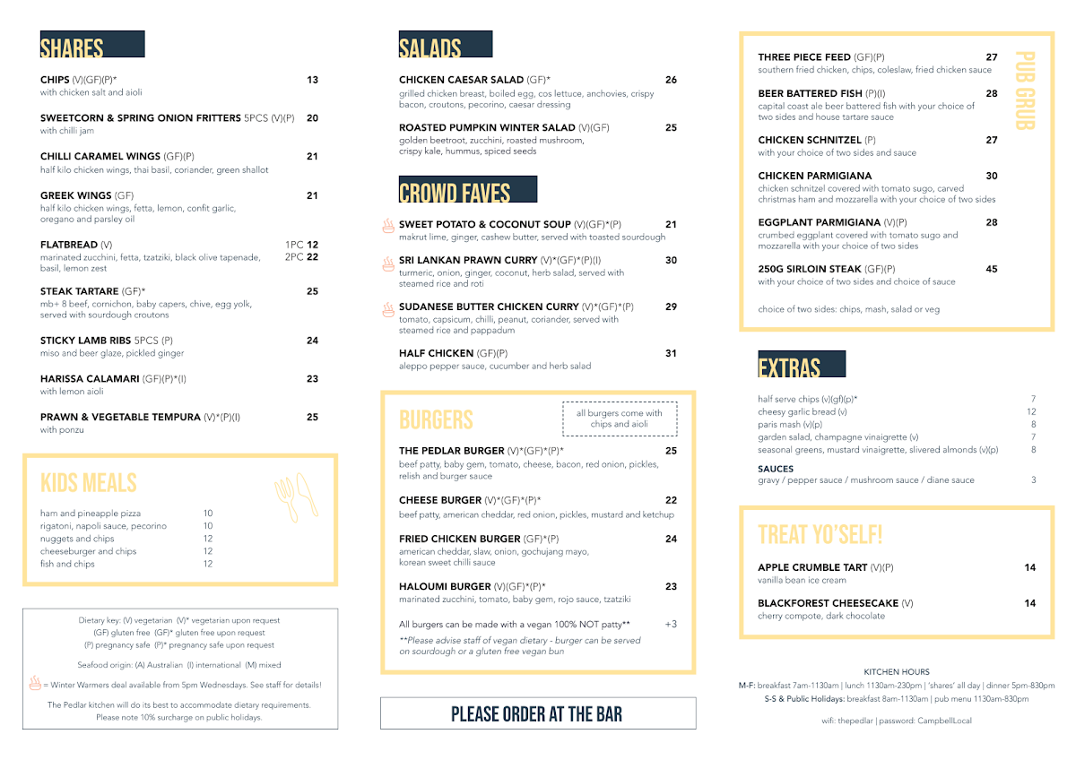 Menu, The Pedlar