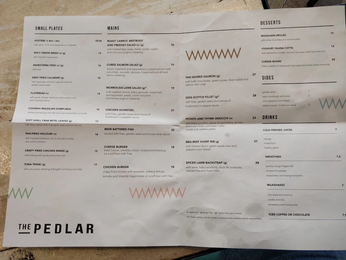 Menu, The Pedlar