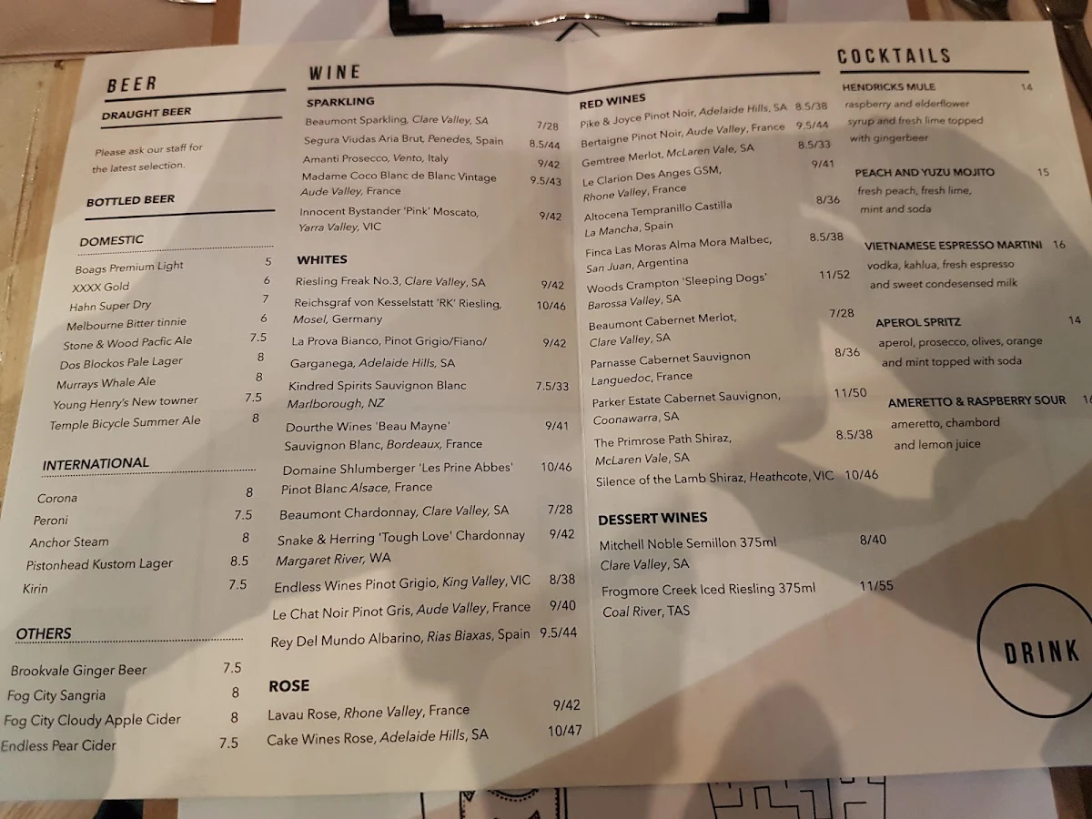 Menu, The Pedlar