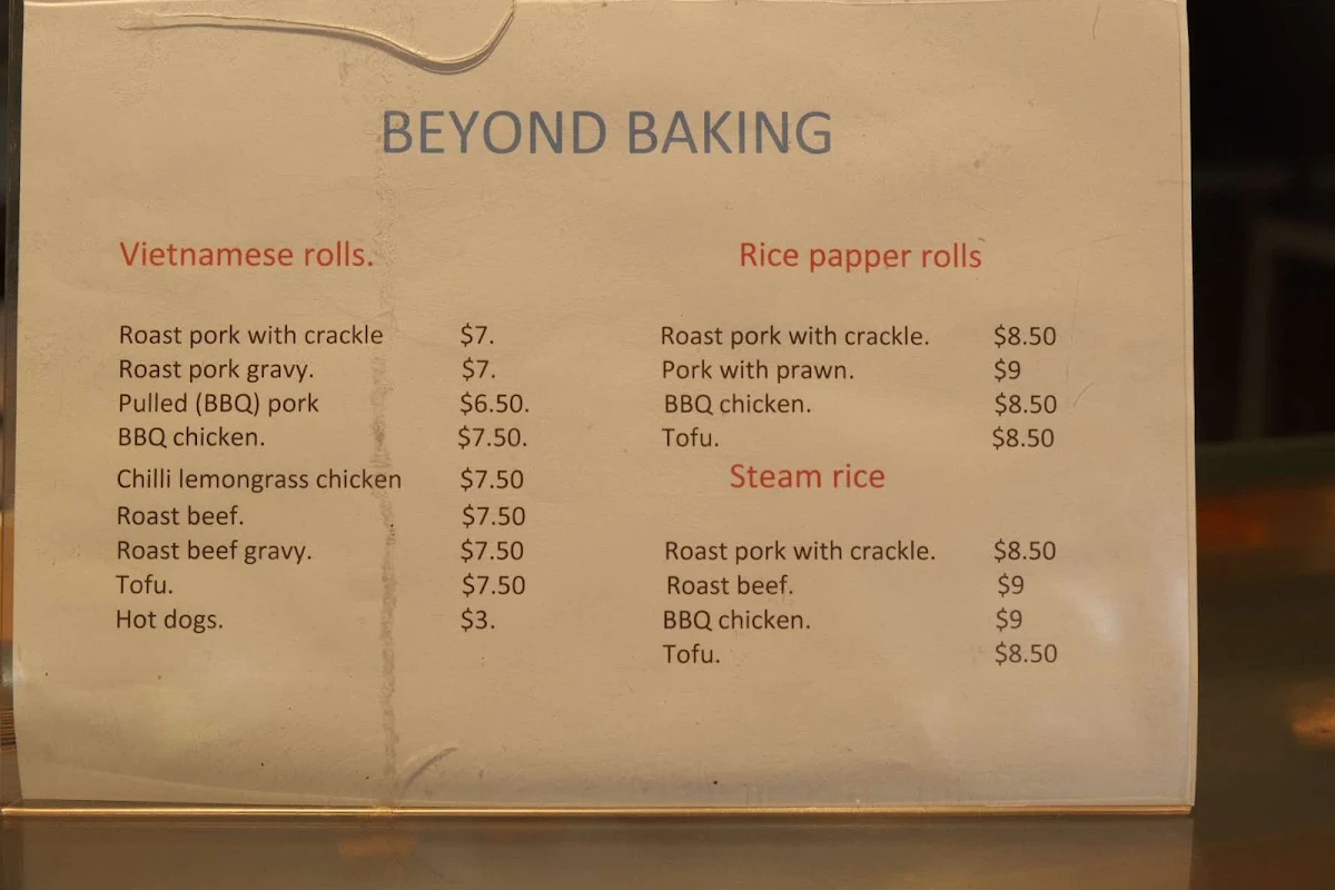 Menu, Beyond Baking