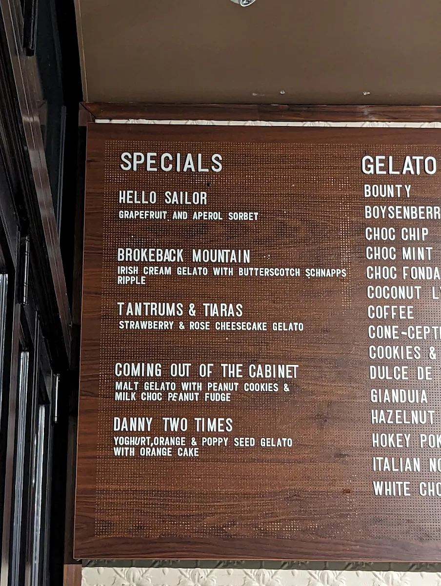 Menu, Gelato Messina Parramatta
