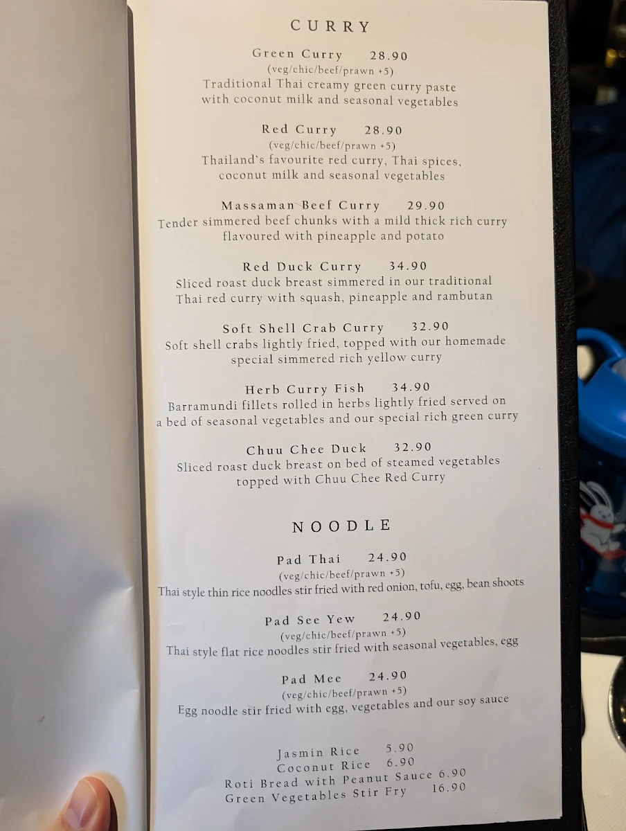 Menu, Blossom Thai
