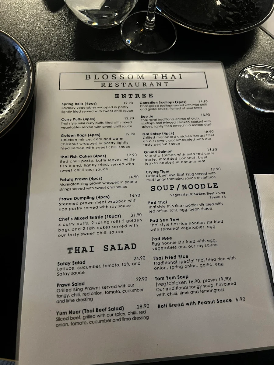 Menu, Blossom Thai