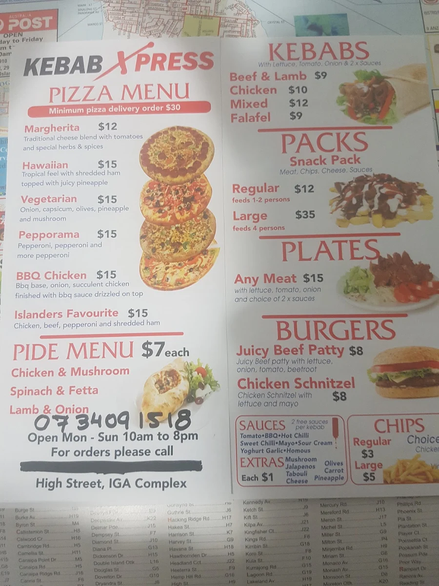 Menu, Kebabstar | Russell Island