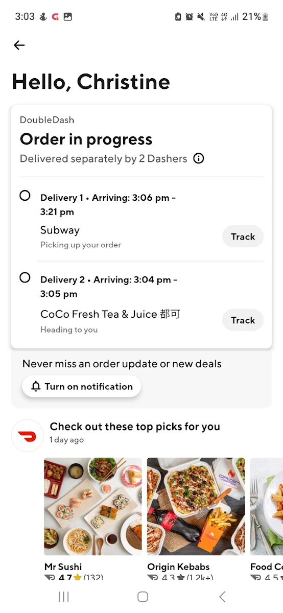 Menu, Subway
