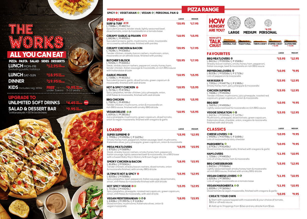 Menu, Pizza Hut