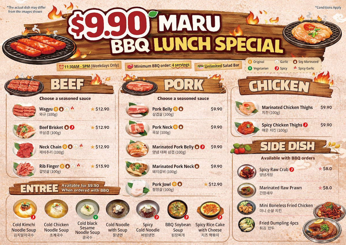 Menu, Maru Korean Restaurant