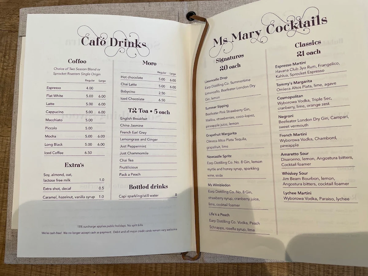Menu, Ms Mary