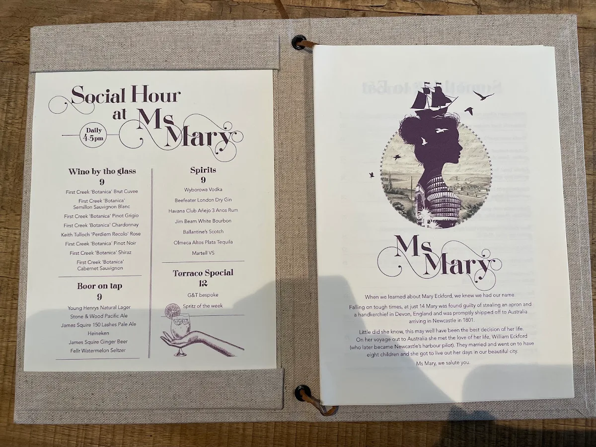Menu, Ms Mary