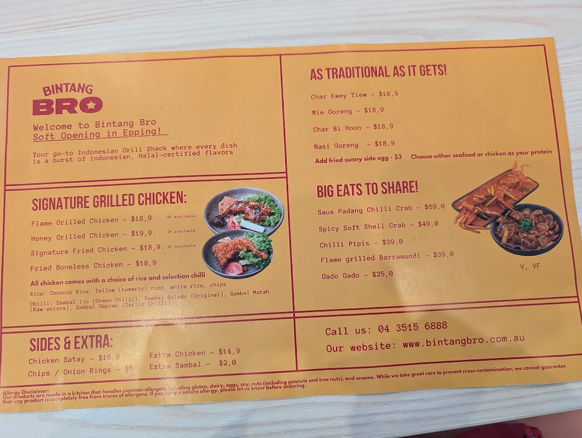 Menu, Bintang Bro