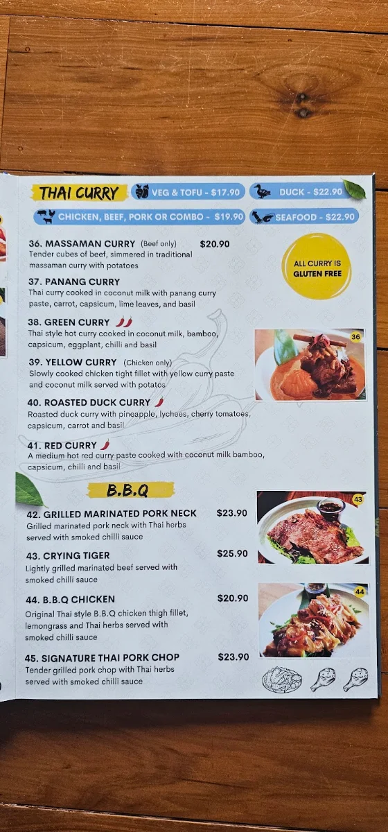 Menu, KinKinKin Thai Restaurant