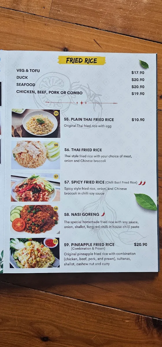 Menu, KinKinKin Thai Restaurant