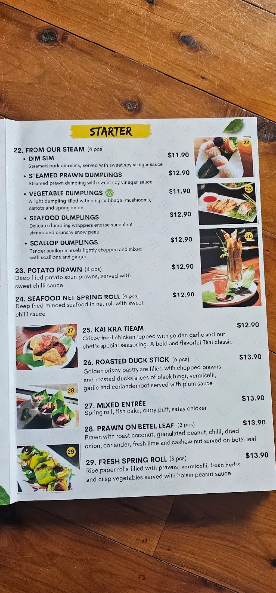 Menu, KinKinKin Thai Restaurant