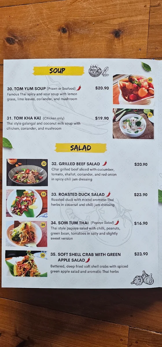 Menu, KinKinKin Thai Restaurant
