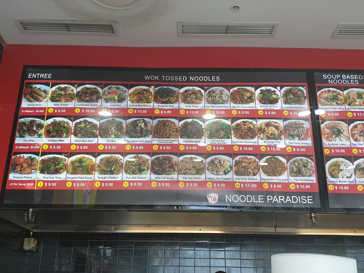 Menu, Noodle Paradise Jordan Springs