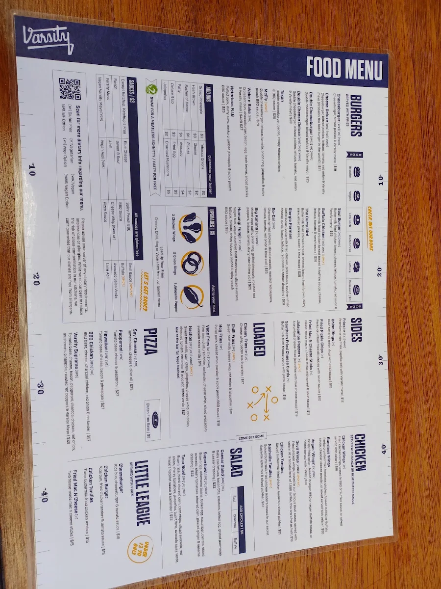 Menu, Varsity Morley