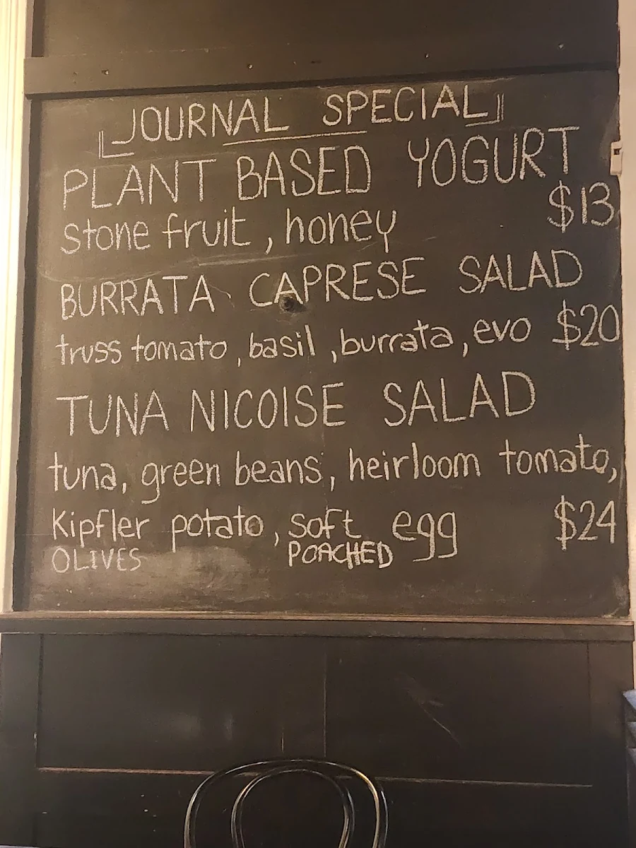 Menu, The Journal Cafe