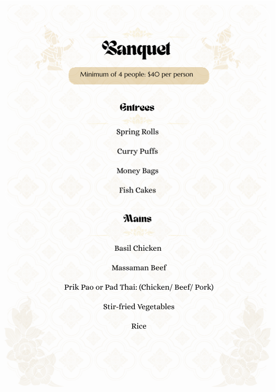 Menu, No. 8 Thai on Griffith