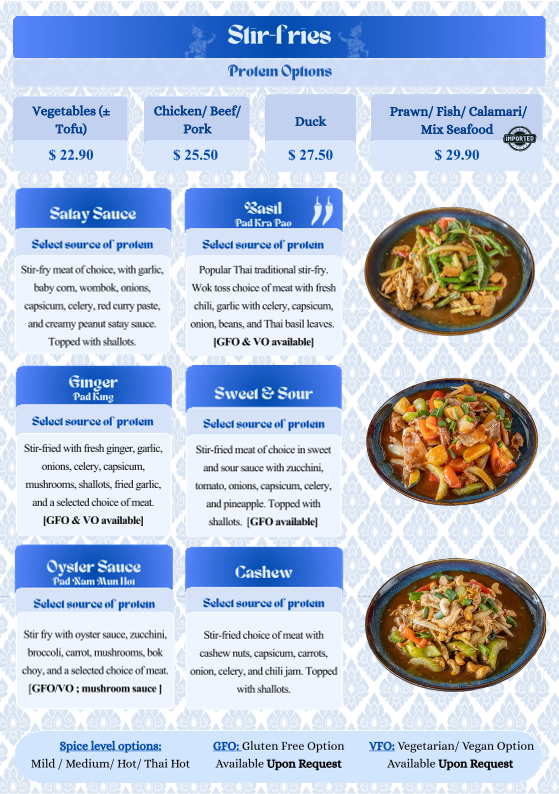 Menu, No. 8 Thai on Griffith