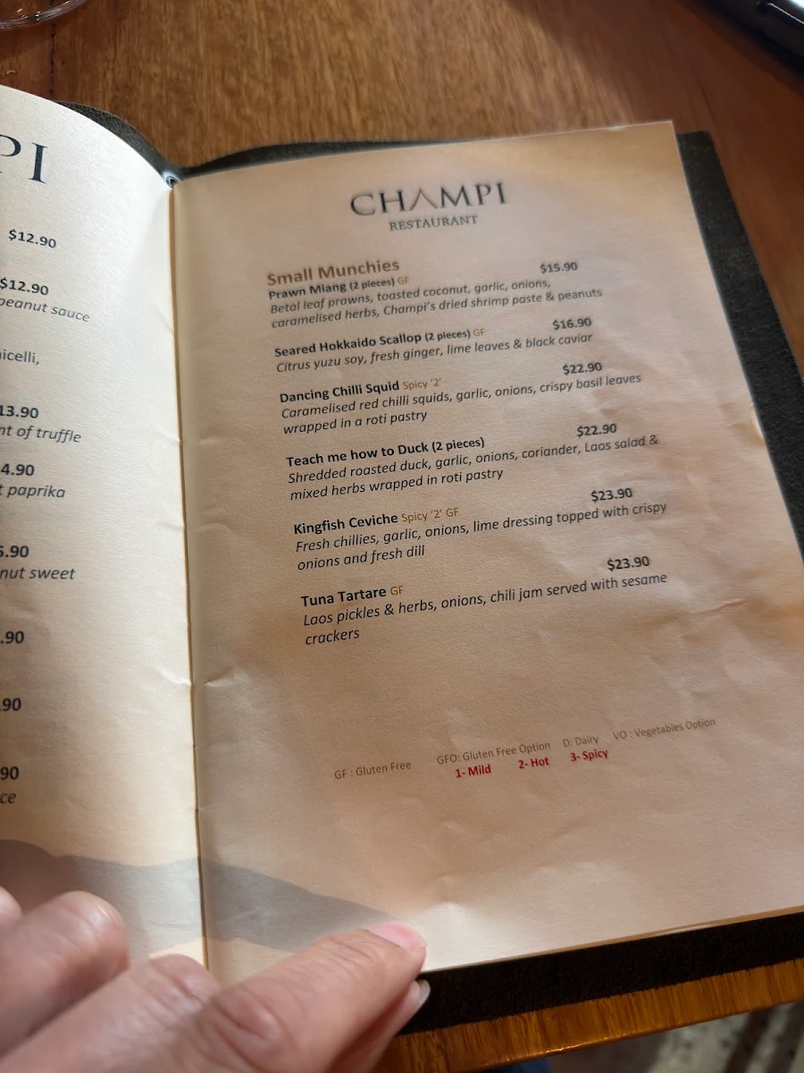 Menu, Champi Restaurant