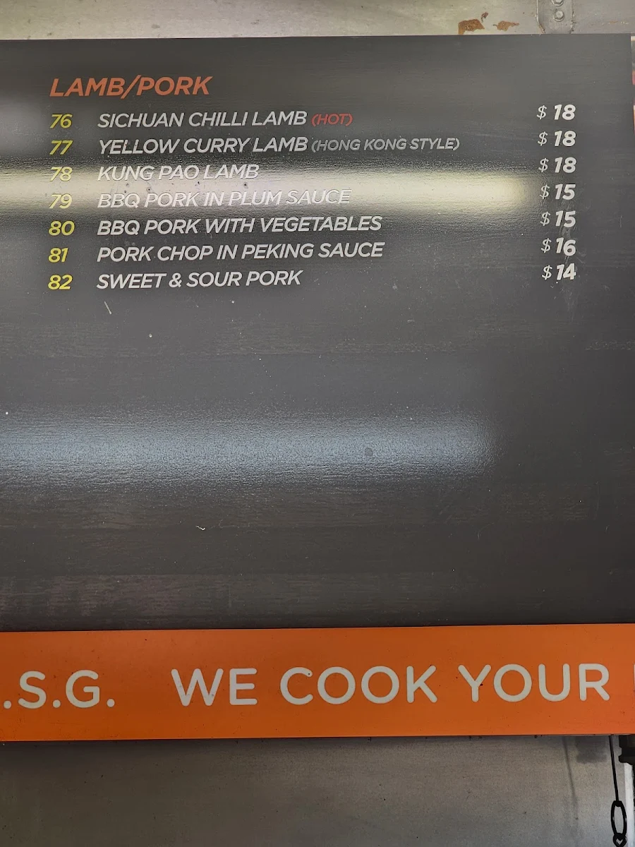 Menu, FantasyWok
