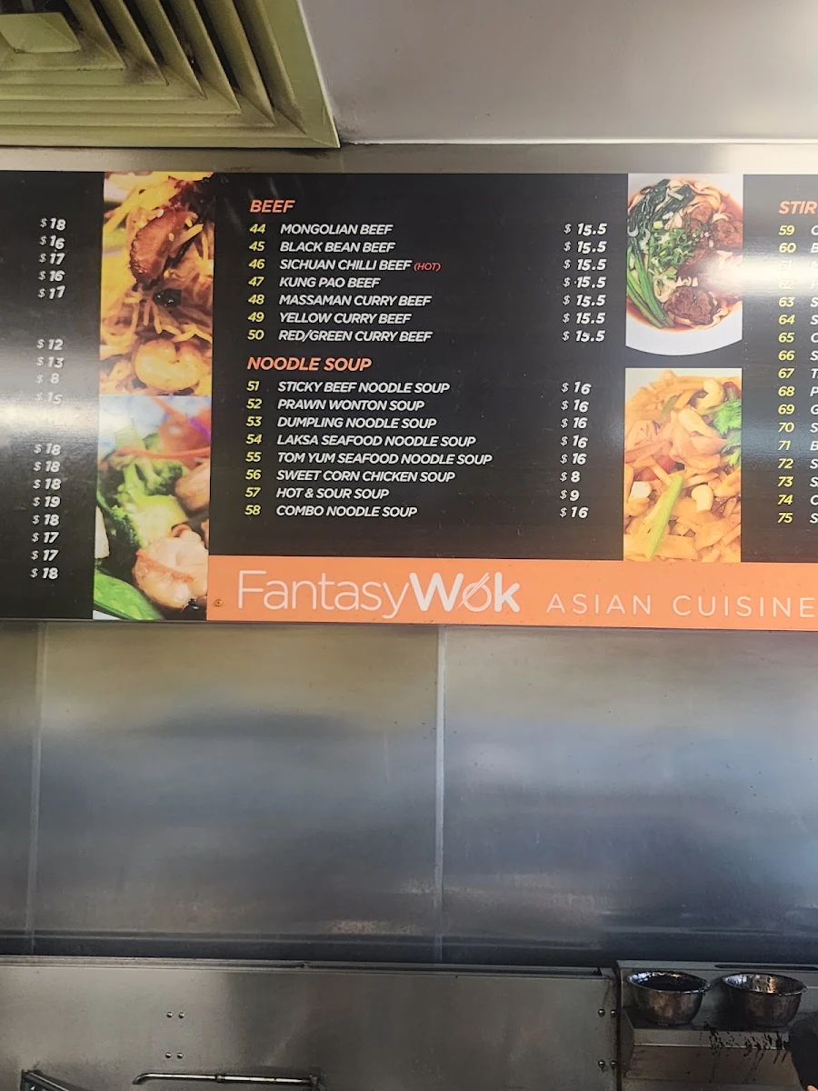 Menu, FantasyWok