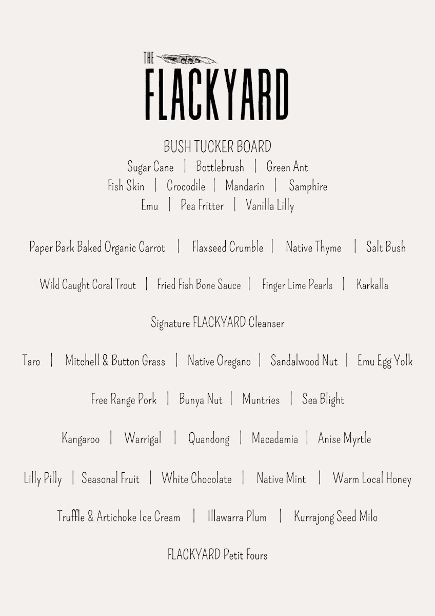 Menu, The FLACKYARD - Fine Dining Restaurant