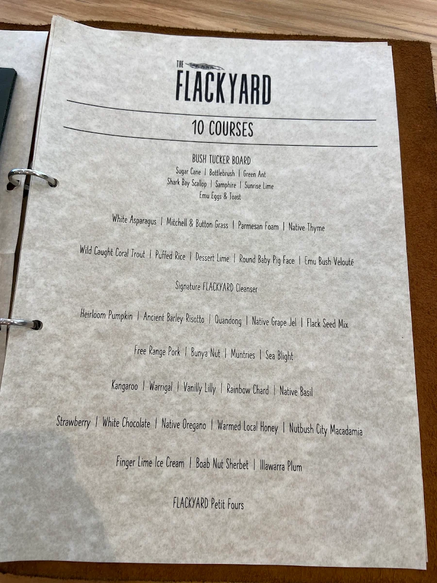 Menu, The FLACKYARD - Fine Dining Restaurant