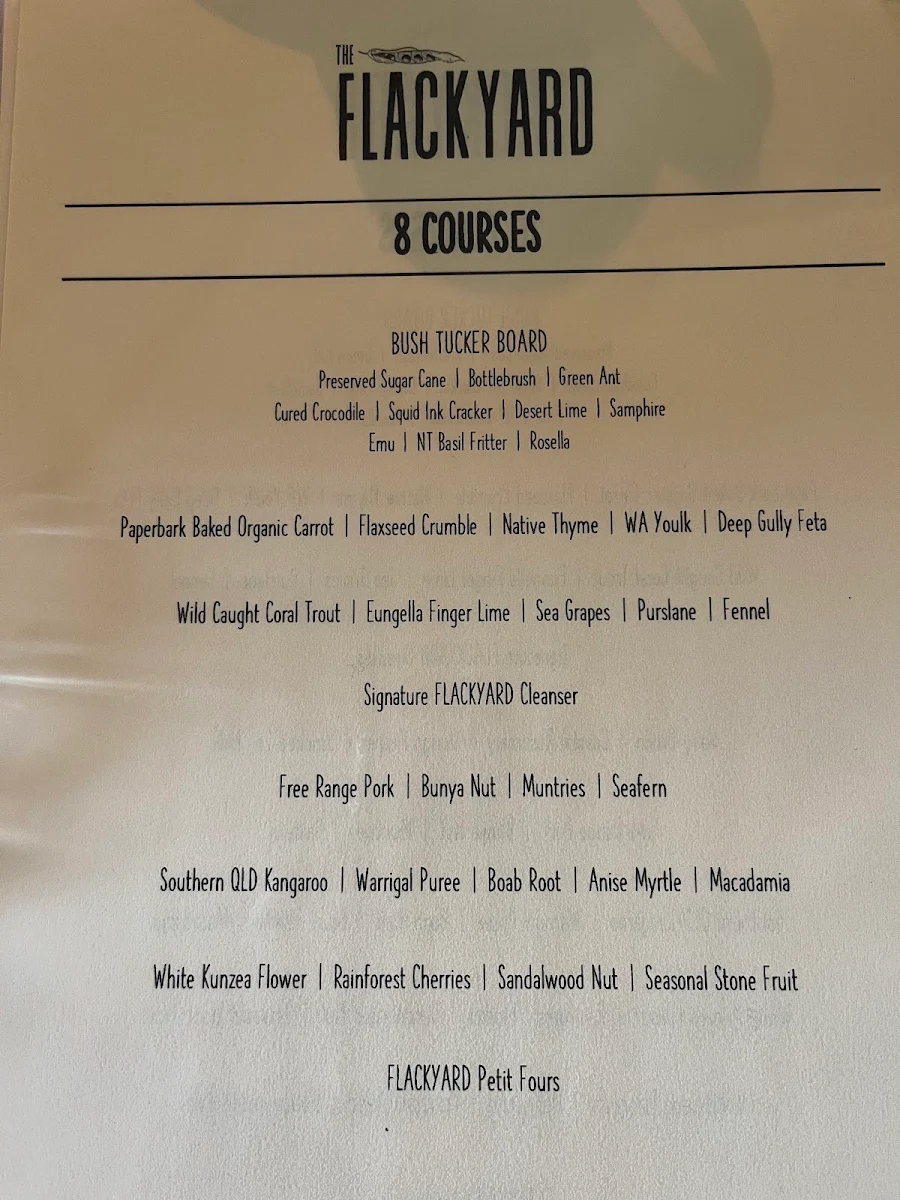 Menu, The FLACKYARD - Fine Dining Restaurant