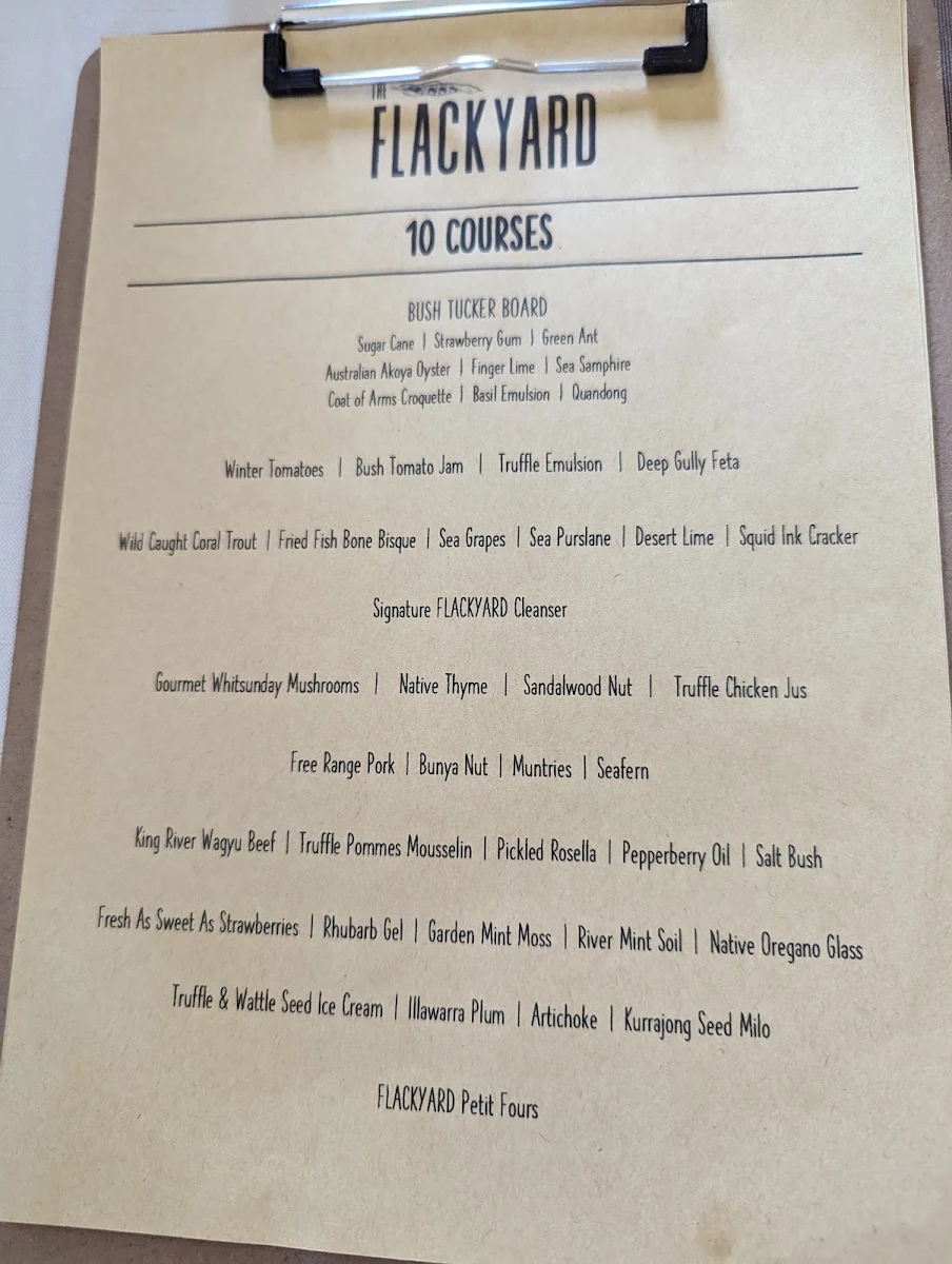 Menu, The FLACKYARD - Fine Dining Restaurant