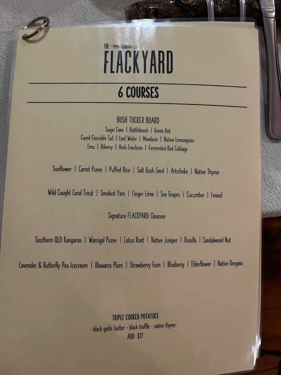Menu, The FLACKYARD - Fine Dining Restaurant