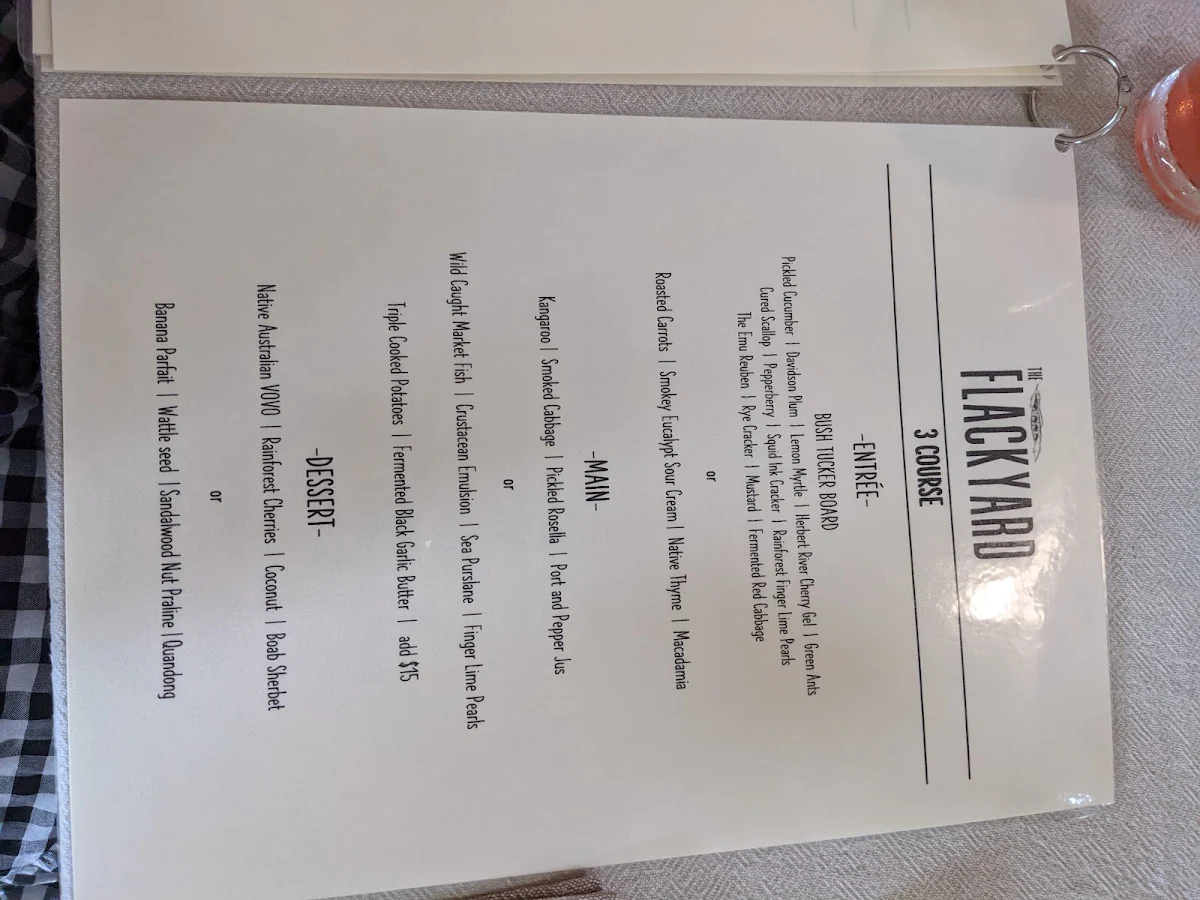 Menu, The FLACKYARD - Fine Dining Restaurant
