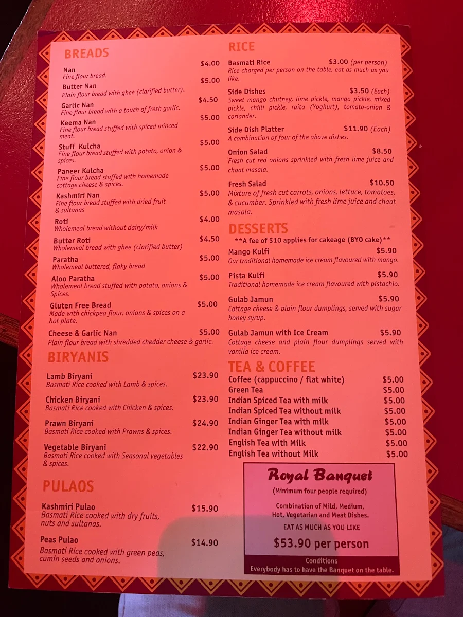 Menu, Magic Curries