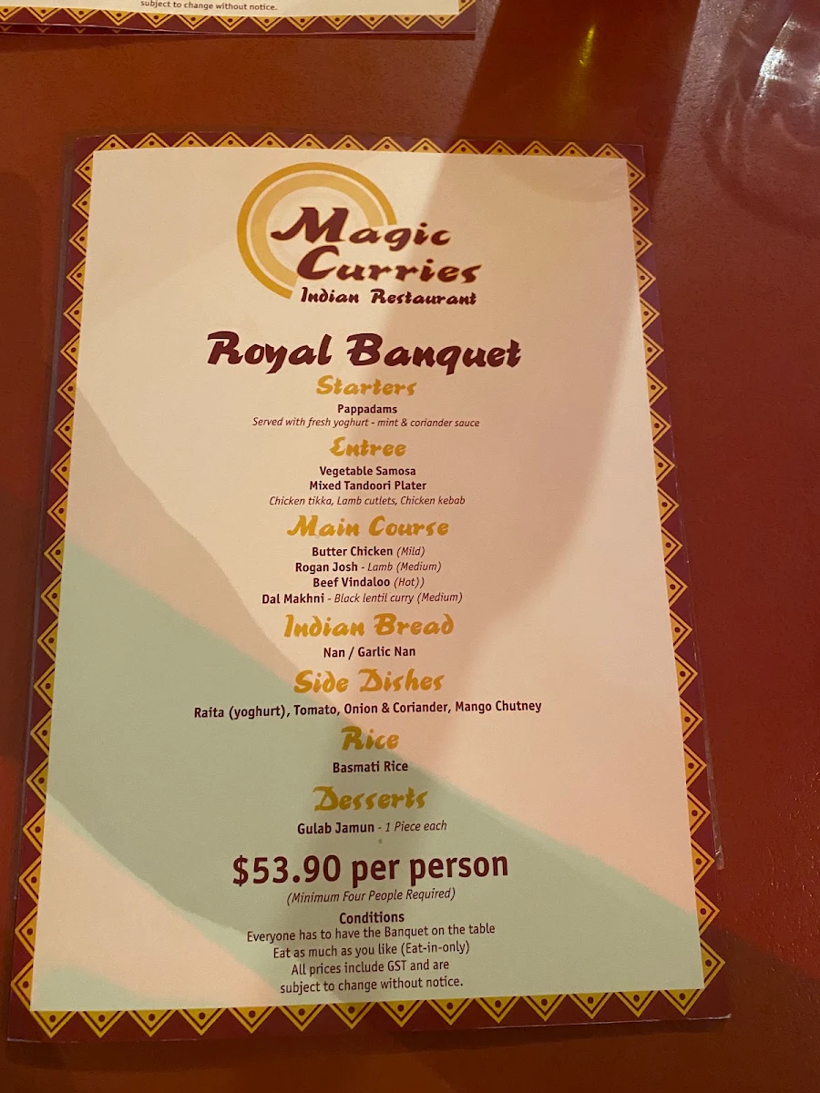 Menu, Magic Curries