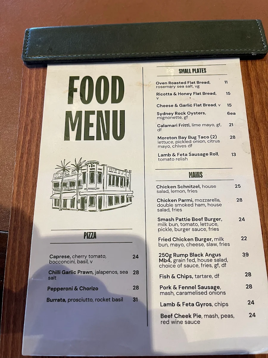 Menu, Woolly Bay Hotel