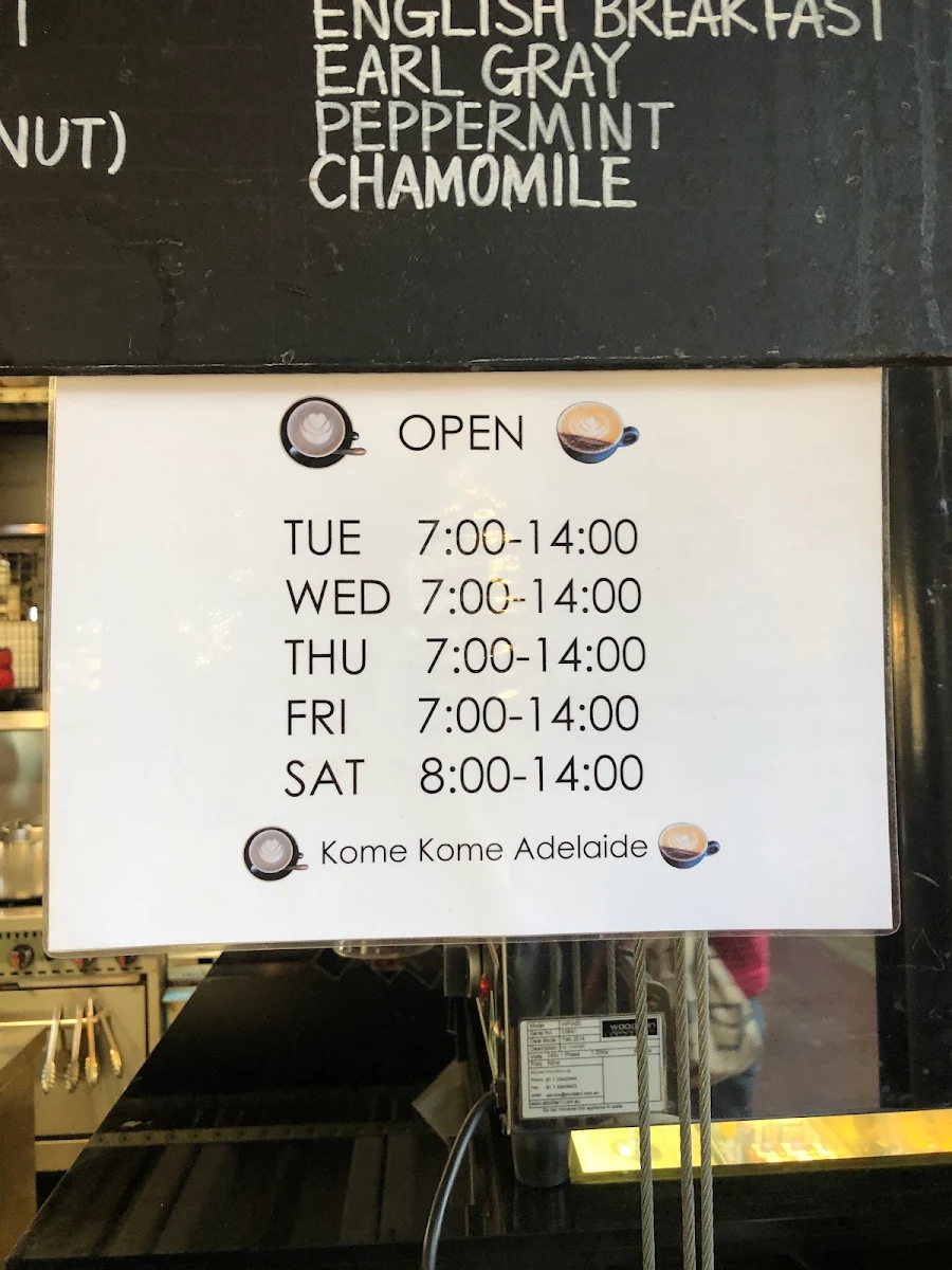 Menu, Kome Kome Adelaide