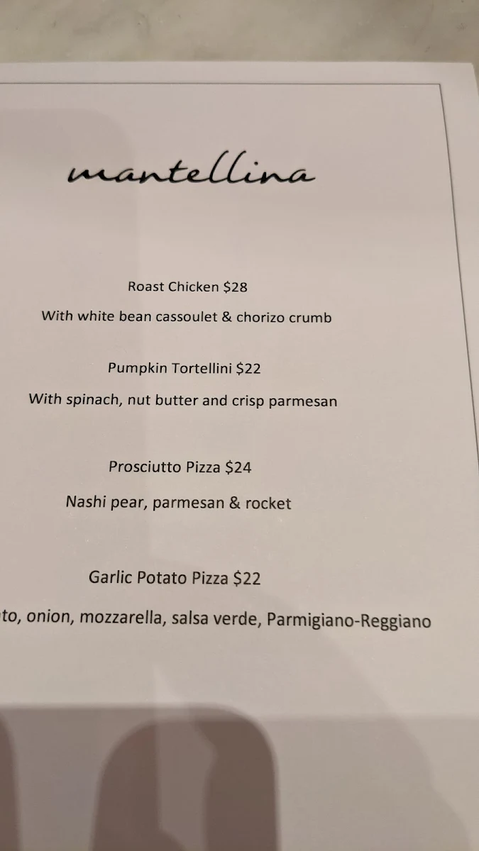 Menu, Mantellina