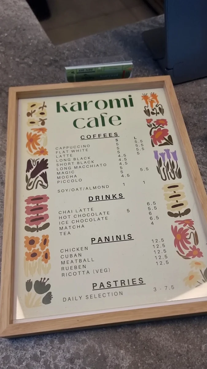 Menu, Karomi Cafe - Mackenzie Street