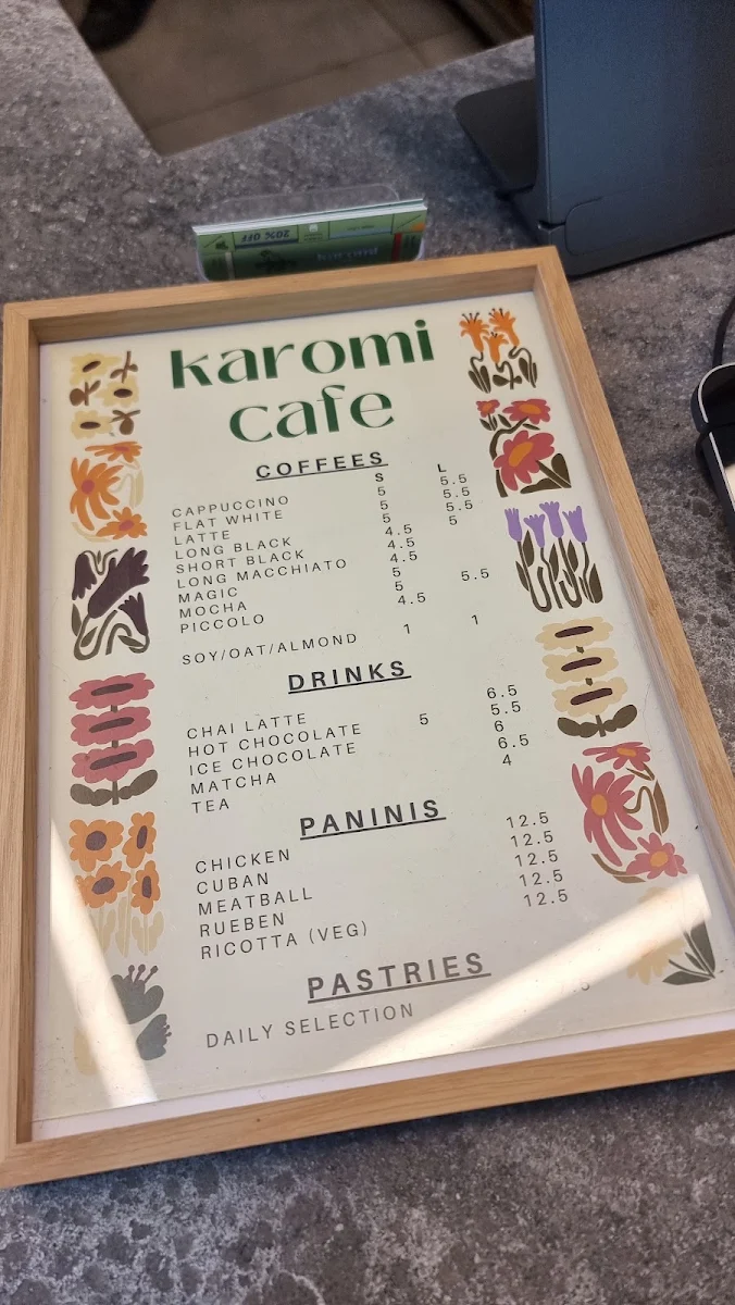 Menu, Karomi Cafe - Mackenzie Street