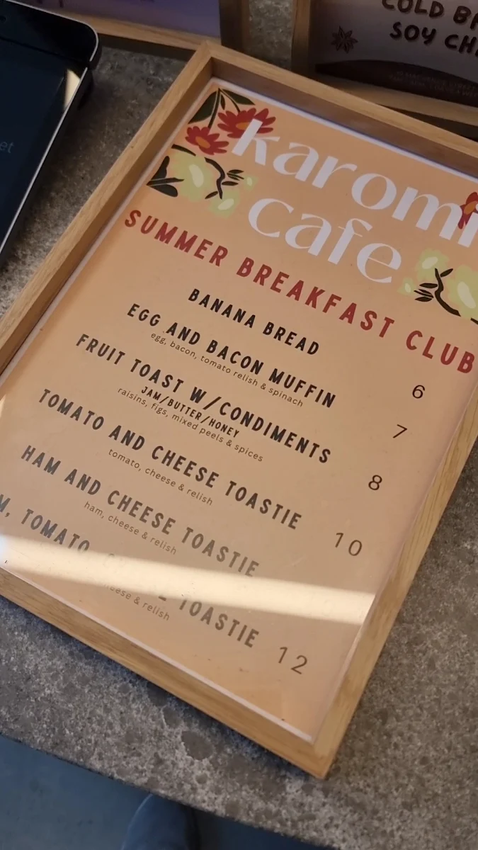 Menu, Karomi Cafe - Mackenzie Street