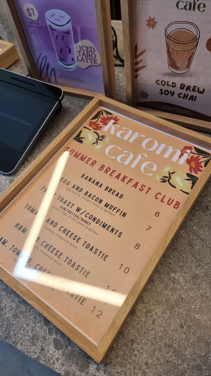 Menu, Karomi Cafe - Mackenzie Street