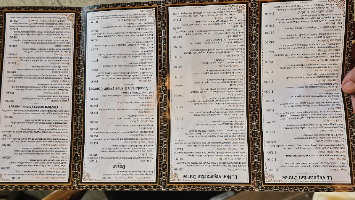 Menu, Laung Lachee Indian Restaurant