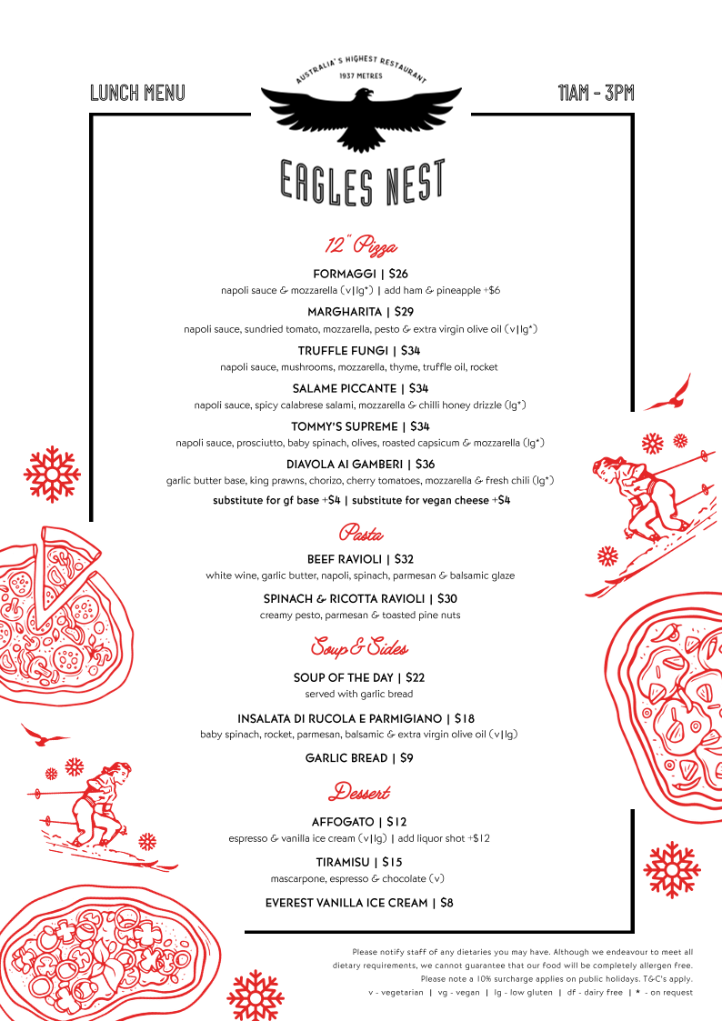 Menu, Eagles Nest Restaurant