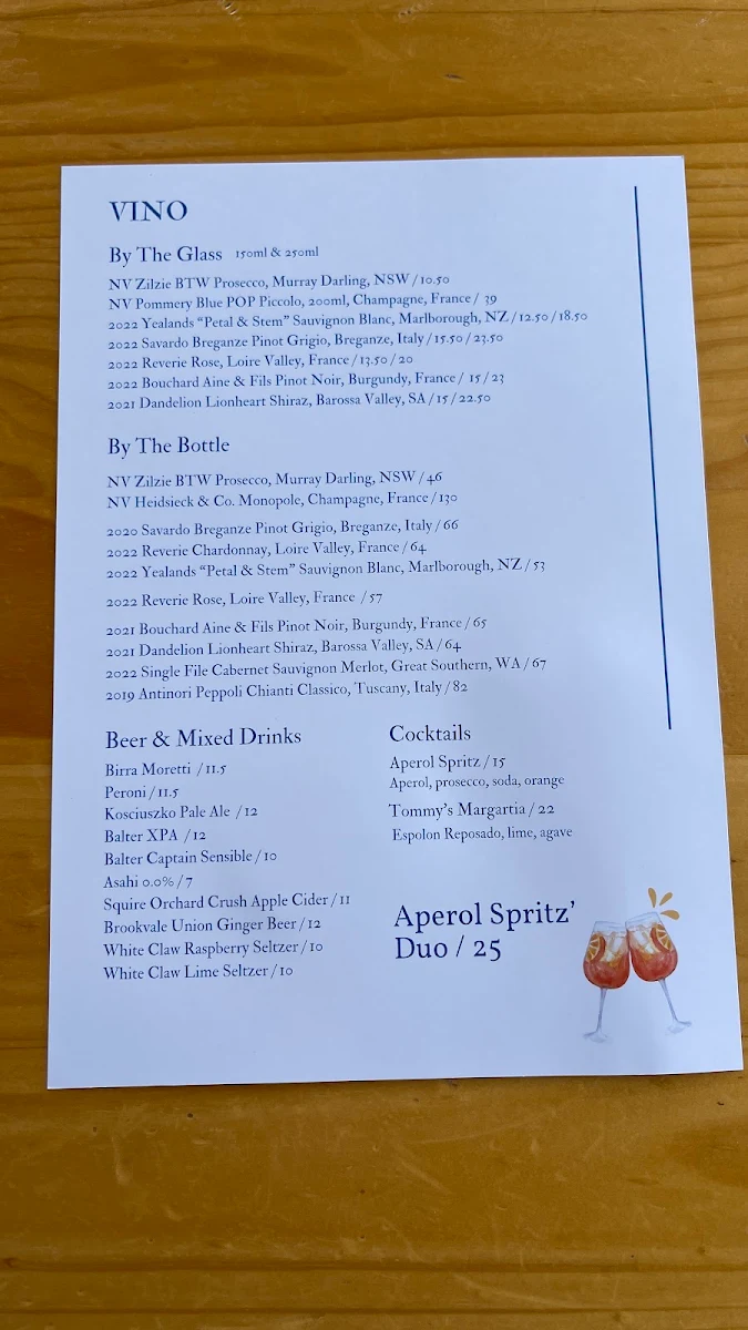 Menu, Eagles Nest Restaurant