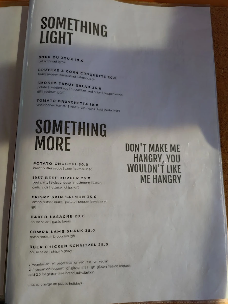 Menu, Eagles Nest Restaurant