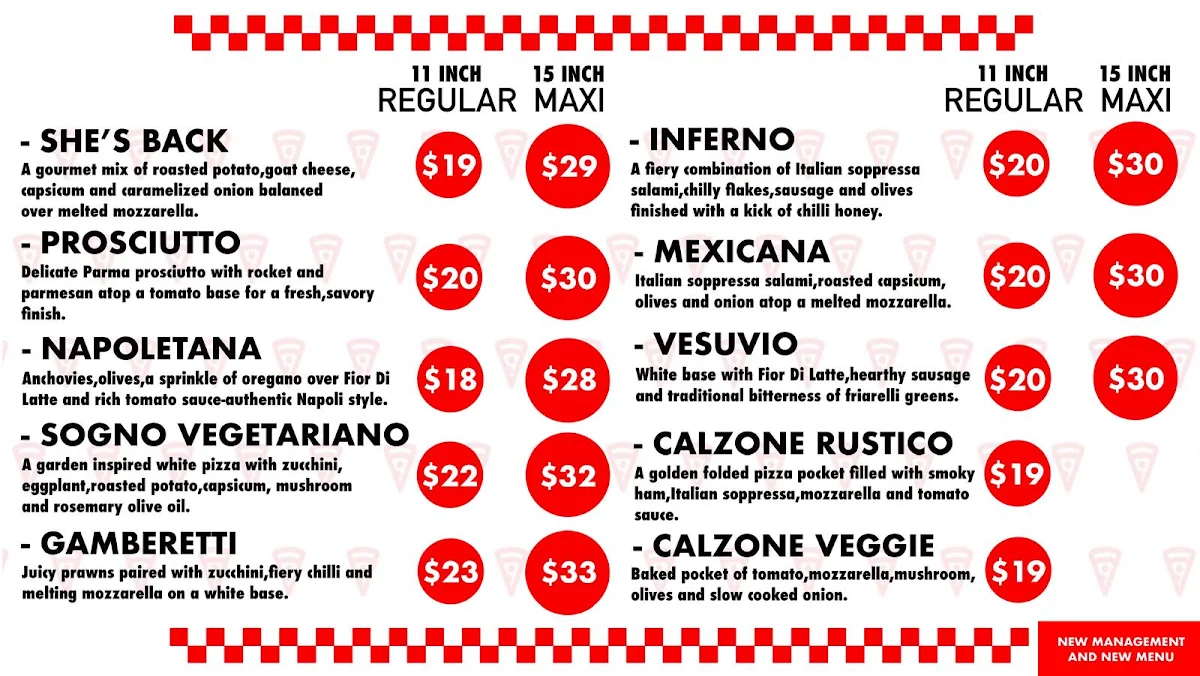 Menu, The Pizza Doctor