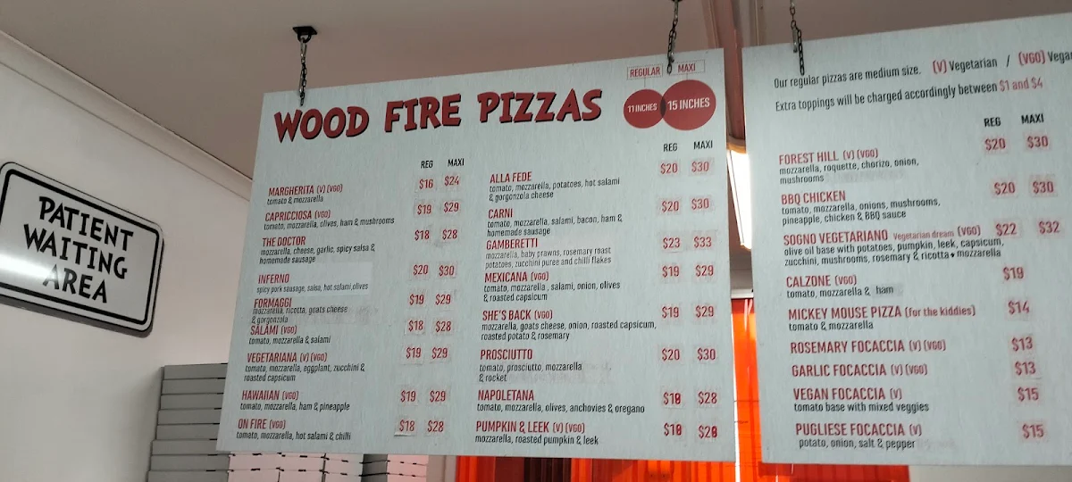 Menu, The Pizza Doctor